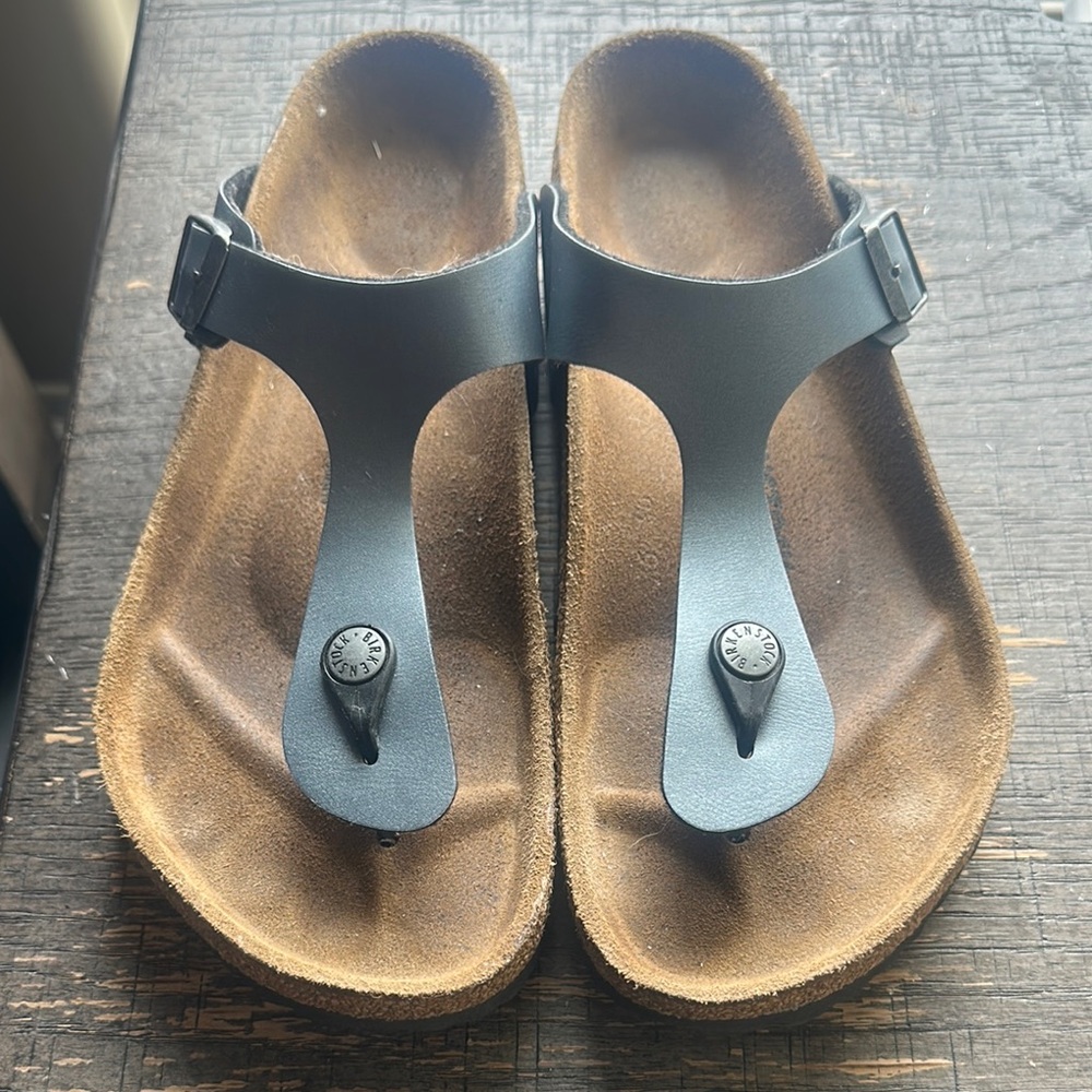 Birkenstock Women’s size 39 Gizeh birko-flor blue/grey